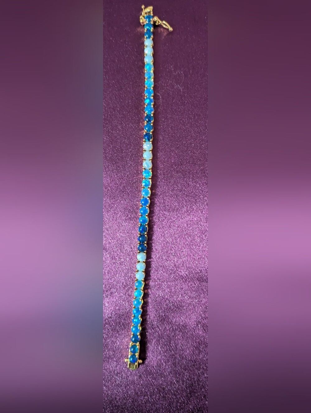 BEAUTIFUL La Kaiser Blue And White Opal Ombre Tennis Bracelet 6.5"